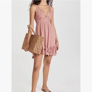 NWT Free People Intimately Pink Rose Mauve Adella Slip Dress Medium